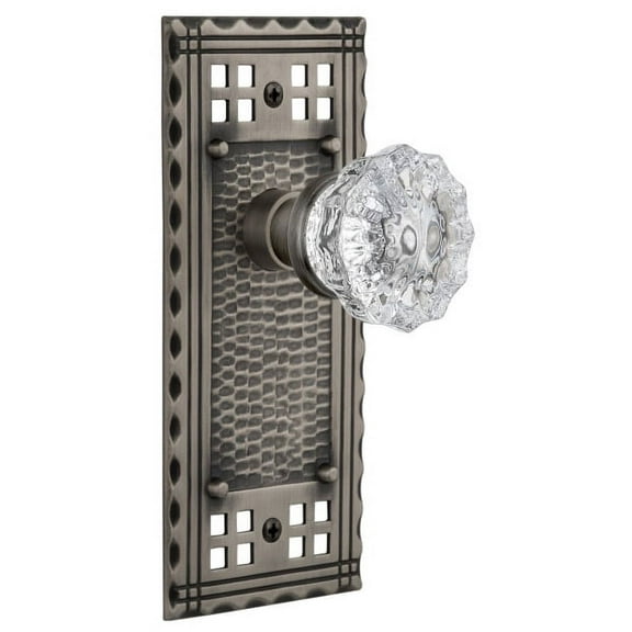 Nostalgic Warehouse Cracry_Psg_234_Nk Vintage Crystal Passage Door Knob Set - Grey