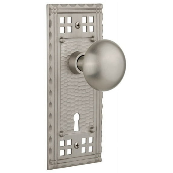 Nostalgic Warehouse Cranyk_Prv_238_Kh New York Solid Brass Privacy Door Knob Set - Nickel