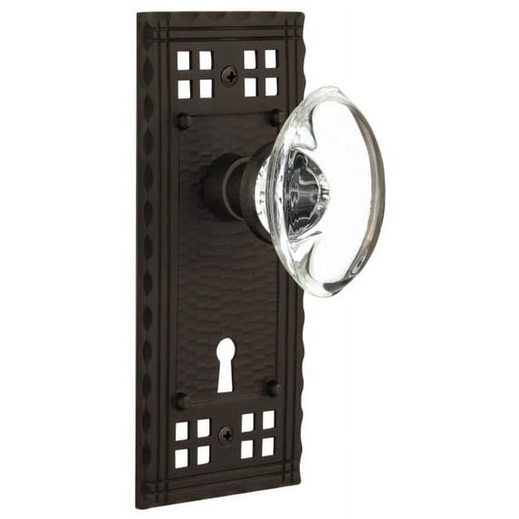 Nostalgic Warehouse Craocc_Prv_238_Kh Vintage Oval Clear Crystal  Privacy Door Knob Set -