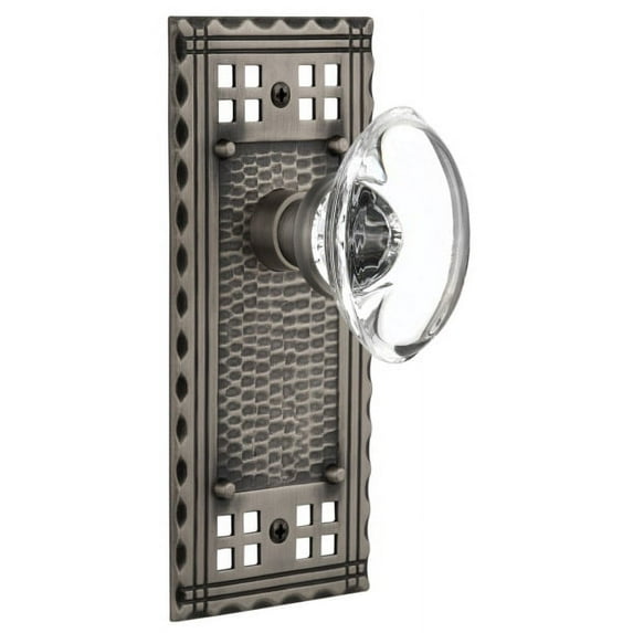 Nostalgic Warehouse Craocc_Prv_238_Nk Vintage Oval Clear Crystal  Privacy Door Knob Set -