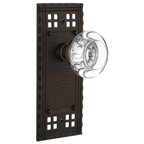 Nostalgic Warehouse Crarcc_Psg_234_Nk Round Clear Crystal Solid Brass Passage Door Knob