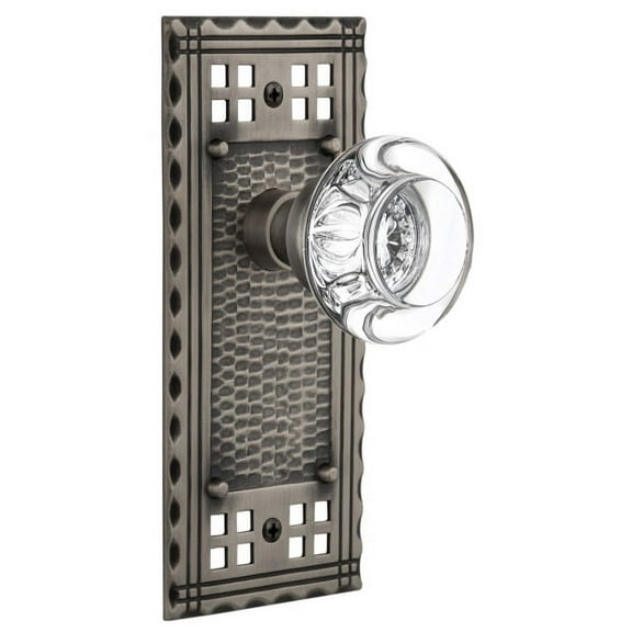 Nostalgic Warehouse Crarcc_Sd_Nk Round Clear Crystal Solid Brass Single Dummy Door Knob -