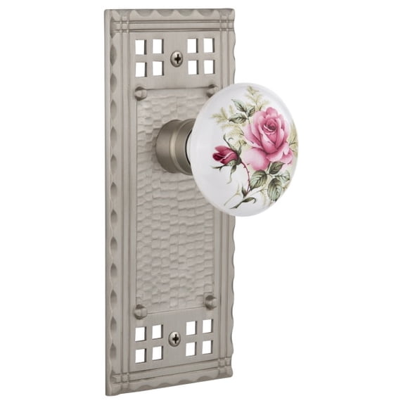 Nostalgic Warehouse Craros_Prv_234_Nk Vintage Porcelain Painted Rose Privacy Door Knob Set
