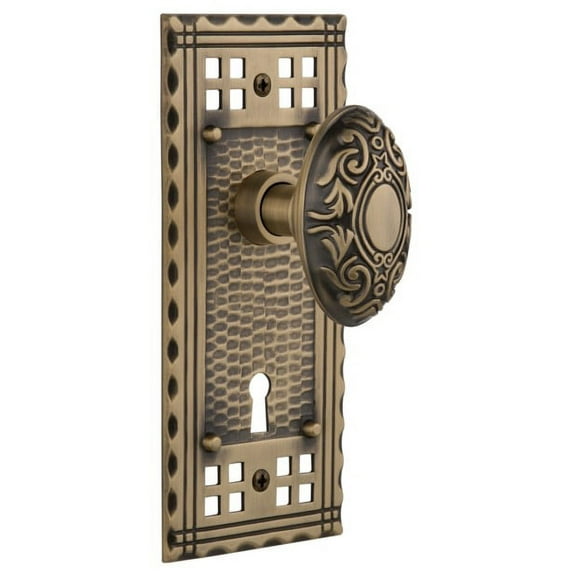 Nostalgic Warehouse Cravic_Prv_238_Kh Victorian Solid Brass Privacy Door Knob Set - Brass