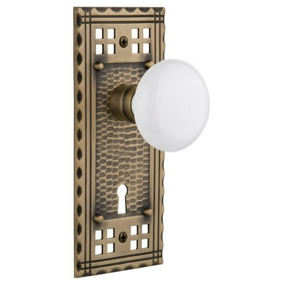 Nostalgic Warehouse Crawhi_Prv_234_Kh Vintage White Porcelain Privacy Door Knob Set -