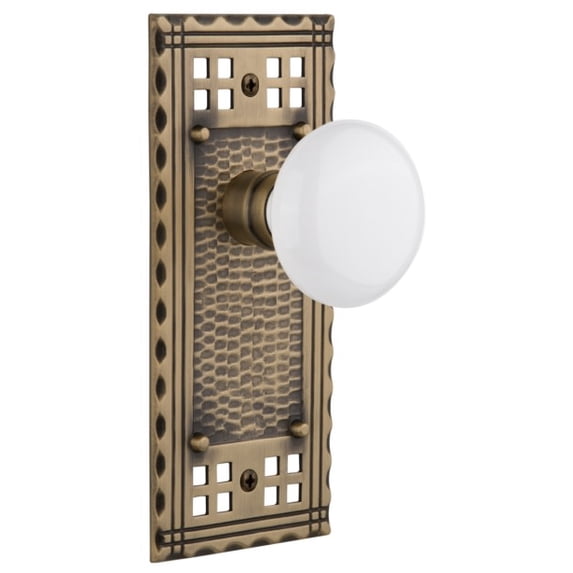 Nostalgic Warehouse Crawhi_Psg_234_Nk Vintage White Porcelain Passage Door Knob Set -