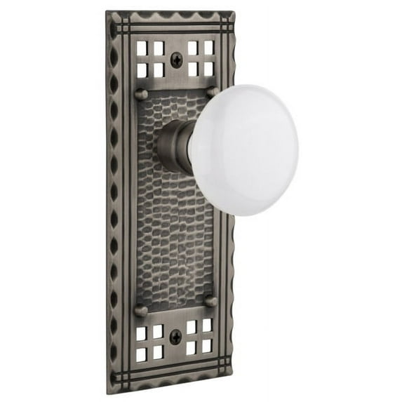 Nostalgic Warehouse Crawhi_Psg_238_Nk Vintage White Porcelain Passage Door Knob Set - Grey