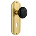 thumbnail image 1 of Nostalgic Warehouse Decblk_Dp_Kh Vintage Black Porcelain Dummy Door Knob Set - Brass, 1 of 1