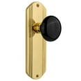 thumbnail image 1 of Nostalgic Warehouse Decblk_Dp_Nk Vintage Black Porcelain Dummy Door Knob Set - Brass, 1 of 7