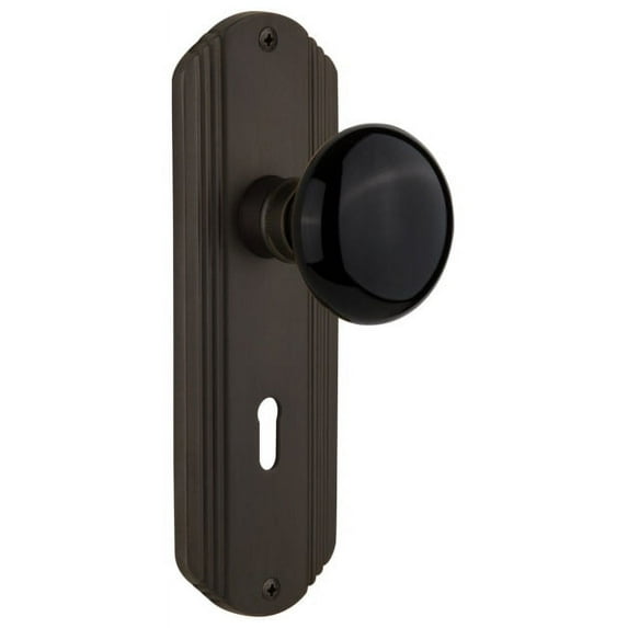 Nostalgic Warehouse Decblk_Psg_238_Kh Vintage Black Porcelain Passage Door Knob Set -