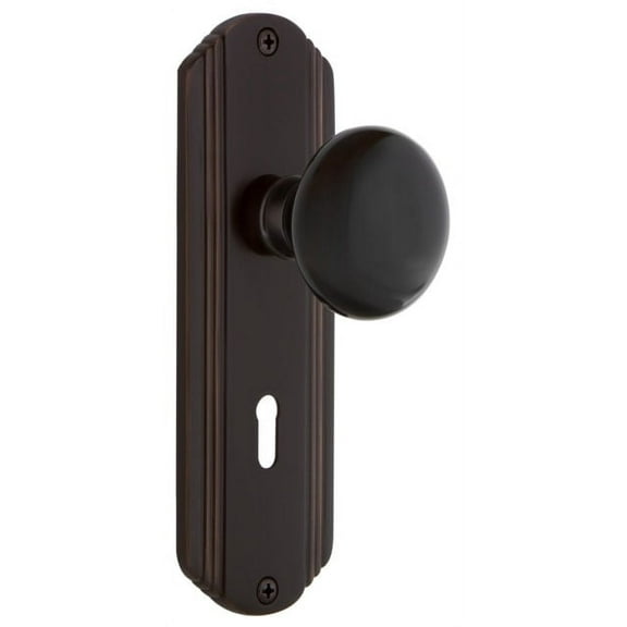 Nostalgic Warehouse Decblk_Sd_Kh Vintage Black Porcelain Single Dummy Door Knob - Bronze