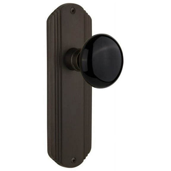 Nostalgic Warehouse Decblk_Sd_Nk Vintage Black Porcelain Single Dummy Door Knob - Bronze