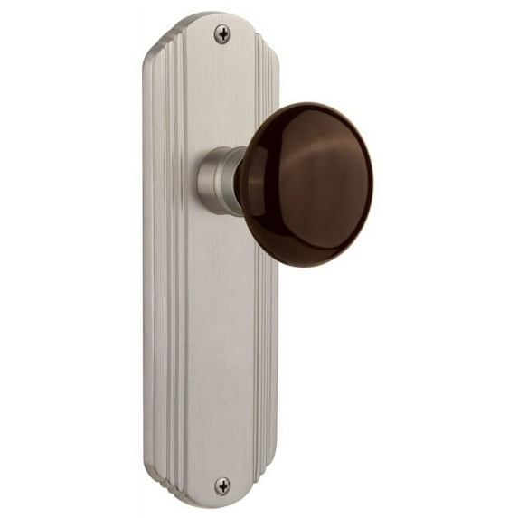 Nostalgic Warehouse Decbrn_Psg_234_Nk Vintage Brown Porcelain Passage Door Knob Set -