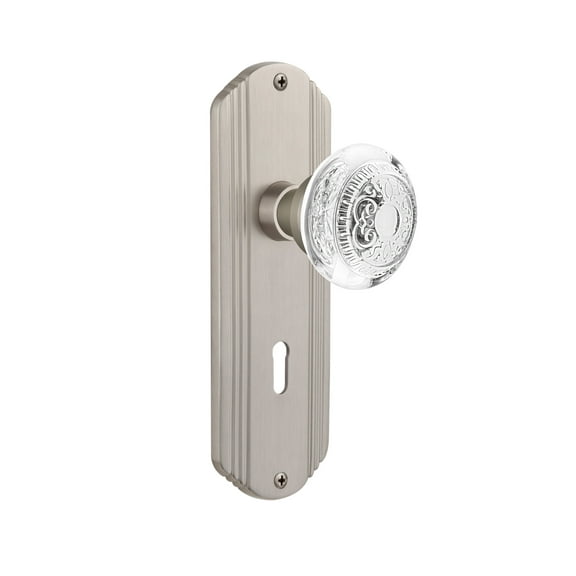 Nostalgic Warehouse Decced_Dd_Kh Vintage Crystal Egg And Dart Dummy Door Knob Set - Nickel