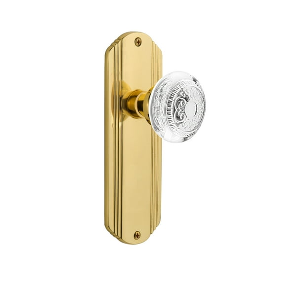 Nostalgic Warehouse Decced_Dd_Nk Vintage Crystal Egg And Dart Dummy Door Knob Set - Brass