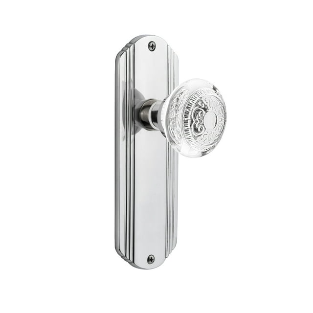 Nostalgic Warehouse Decced_Dd_Nk Vintage Crystal Egg And Dart Dummy Door Knob Set - Chrome