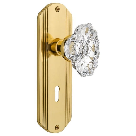 Nostalgic Warehouse Deccha_Dp_Kh Vintage Chateau Fluted Crystal Dummy Door Knob Set -