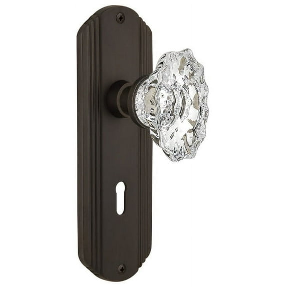 Nostalgic Warehouse Deccha_Dp_Kh Vintage Chateau Fluted Crystal Dummy Door Knob Set -