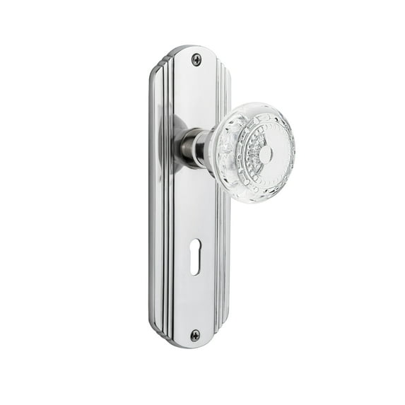 Nostalgic Warehouse Deccme_Sd_Kh Vintage Crystal Meadows Single Dummy Door Knob - Chrome