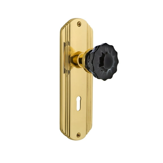 Nostalgic Warehouse Deccrb_Psg_238_Kh Deco Solid Brass Rose Passage Door Knob Set - Brass