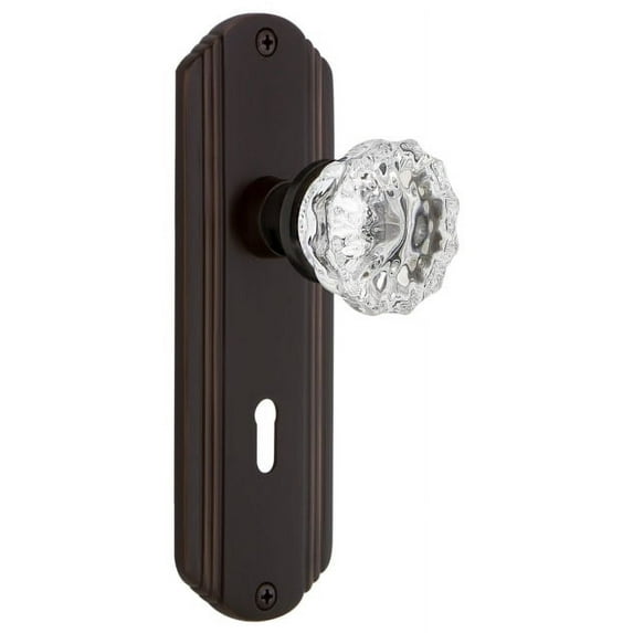 Nostalgic Warehouse Deccry_Dp_Kh Vintage Fluted Crystal Dummy Door Knob Set - Bronze