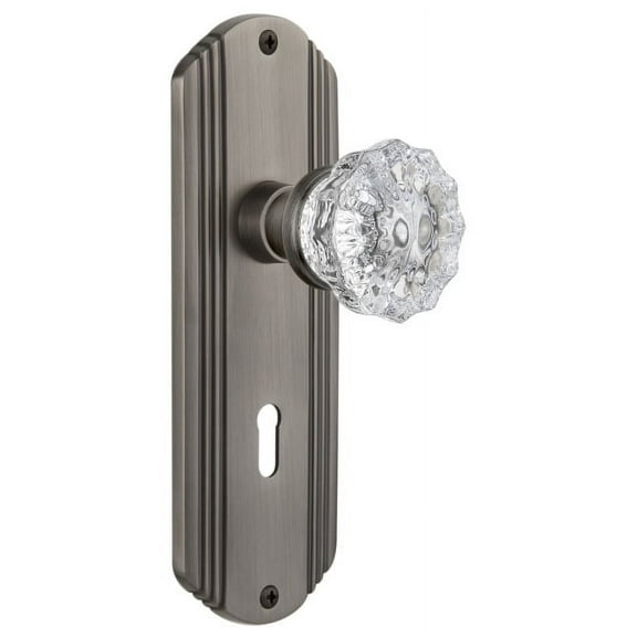 Nostalgic Warehouse Deccry_Psg_234_Kh Vintage Fluted Crystal Passage Door Knob Set - Grey