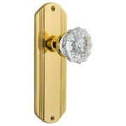 Nostalgic Warehouse Deccry_Psg_234_Nk Vintage Fluted Crystal Passage Door Knob Set - Brass