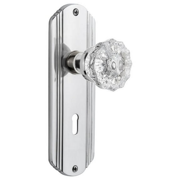 Nostalgic Warehouse Deccry_Psg_234_Nk Vintage Fluted Crystal Passage Door Knob Set -