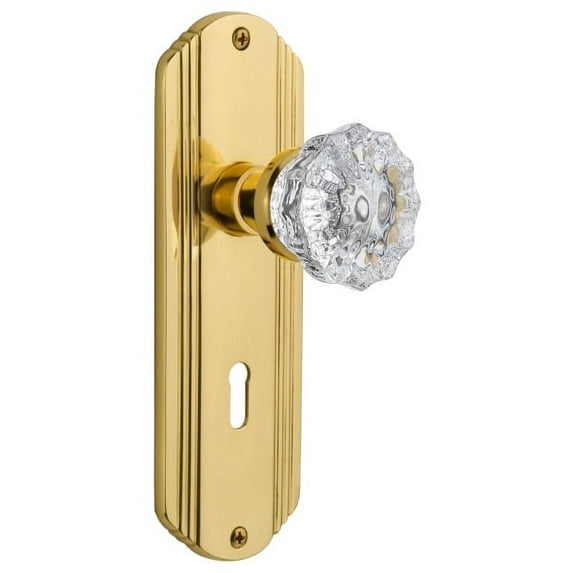 Nostalgic Warehouse Deccry_Psg_238_Kh Vintage Fluted Crystal Passage Door Knob Set - Brass