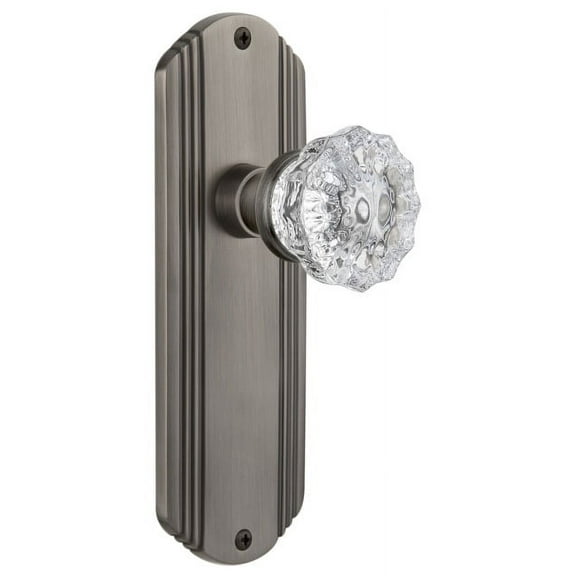 Nostalgic Warehouse Deccry_Psg_238_Nk Vintage Fluted Crystal Passage Door Knob Set - Grey