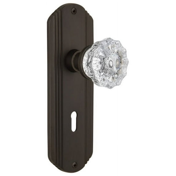 Nostalgic Warehouse Deccry_Sd_Kh Vintage Fluted Crystal Single Dummy Door Knob - Bronze