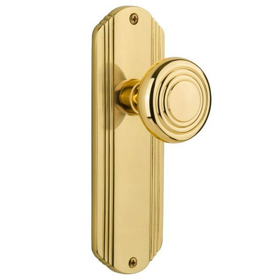 Nostalgic Warehouse Decdec_Psg_234_Nk Vintage Art Deco Solid Brass Passage Door Knob Set -