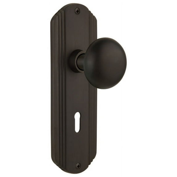 Nostalgic Warehouse Decnyk_Prv_234_Kh New York Solid Brass Privacy Door Knob Set - Bronze