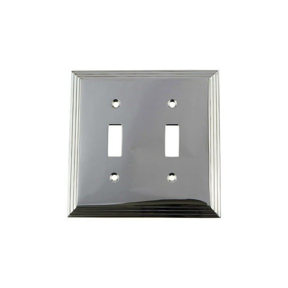 Nostalgic Warehouse 719879 Deco Switch Plate with Double Toggle, Bright Chrome