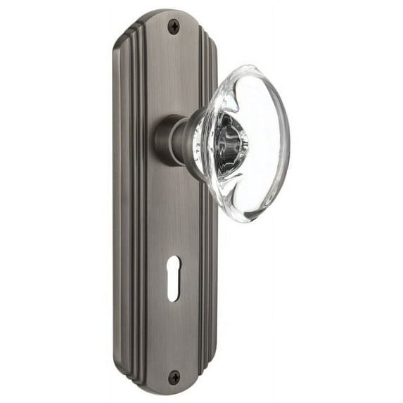 Nostalgic Warehouse Decocc_Dp_Kh Vintage Oval Egg Smooth Crystal Dummy Door Knob Set -