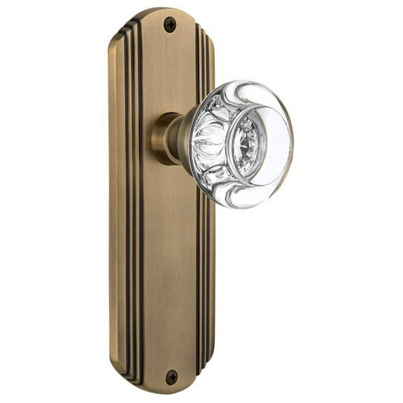 Nostalgic Warehouse Decrcc_Dp_Nk Round Clear Crystal Dummy Door Knob Set - Brass