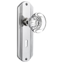 Nostalgic Warehouse Decrcc_Prv_234_Kh Round Clear Crystal Privacy Door Knob Set - Chrome