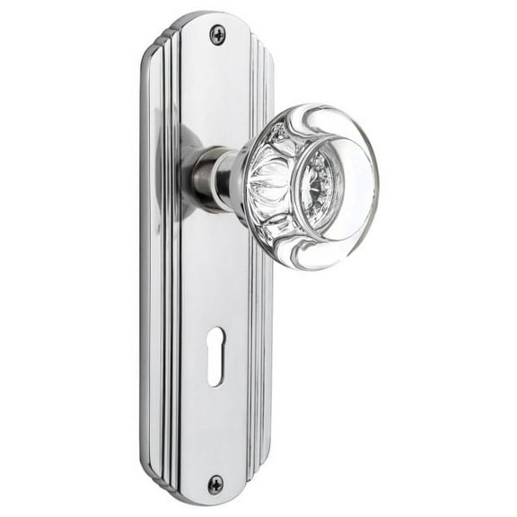 Nostalgic Warehouse Decrcc_Psg_234_Nk Round Clear Crystal Passage Door Knob Set - Chrome