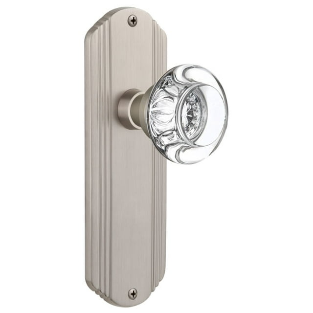 Nostalgic Warehouse Decrcc_Prv_234_Nk Round Clear Crystal Privacy Door Knob Set - Nickel