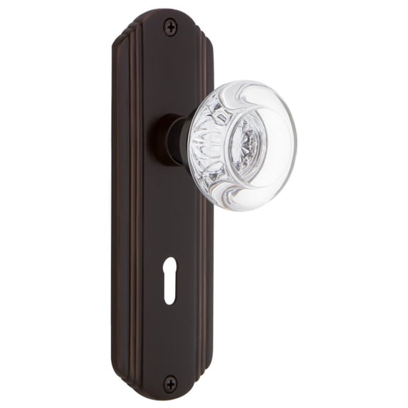 Nostalgic Warehouse Decrcc_Dp_Kh Round Clear Crystal Dummy Door Knob Set - Bronze