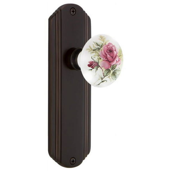 Nostalgic Warehouse Decros_Dp_Nk Vintage Porcelain Painted Rose Dummy Door Knob Set -