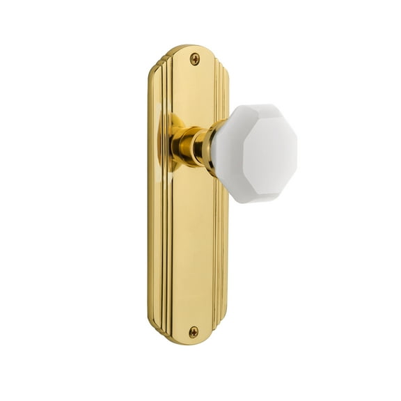Nostalgic Warehouse Decwaw_Dd_Na_Nk Deco Solid Brass Rose Dummy Door Knob Set - Brass