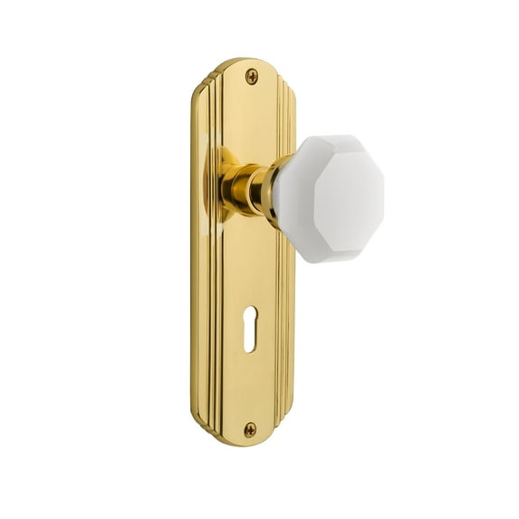 Nostalgic Warehouse Decwaw_Psg_234_Kh Deco Solid Brass Rose Passage Door Knob Set - Brass