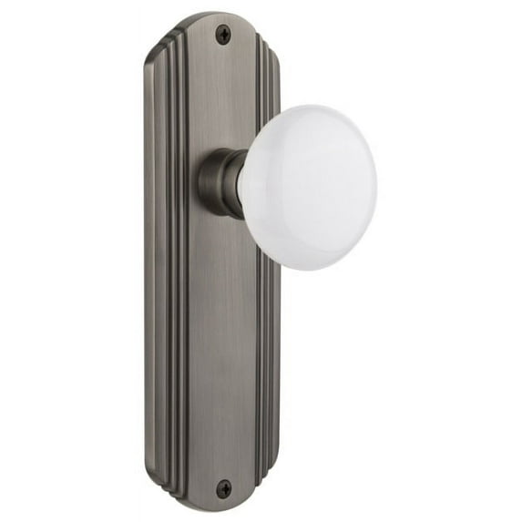 Nostalgic Warehouse Decwhi_Sd_Nk Vintage White Porcelain Single Dummy Door Knob - Grey