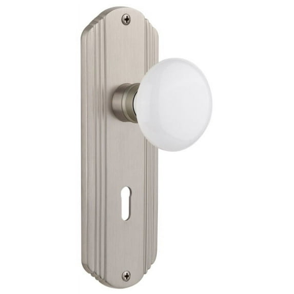 Nostalgic Warehouse Decwhi_Prv_234_Kh Vintage White Porcelain Privacy Door Knob Set -