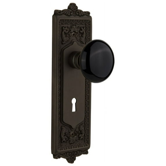 Nostalgic Warehouse Eadblk_Psg_234_Kh Vintage Black Porcelain Passage Door Knob Set -