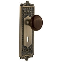 Nostalgic Warehouse Eadbrn_Prv_234_Kh Brown Porcelain Privacy Door Knob Set - Brass