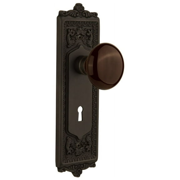 Nostalgic Warehouse Eadbrn_Psg_238_Kh Brown Porcelain Passage Door Knob Set - Bronze
