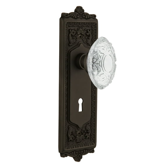 Nostalgic Warehouse Eadcvi_Dd_Kh Vintage Crystal Victorian Dummy Door Knob Set - Bronze