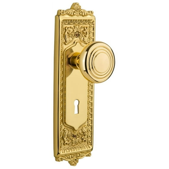 Nostalgic Warehouse Eaddec_Sd_Kh Vintage Art Deco Solid Brass Single Dummy Door Knob -